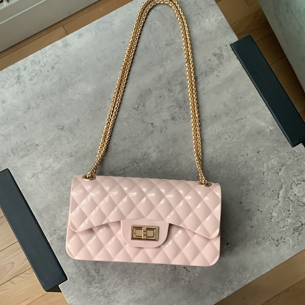 Nude Jelly Handbag With Gold Hardware